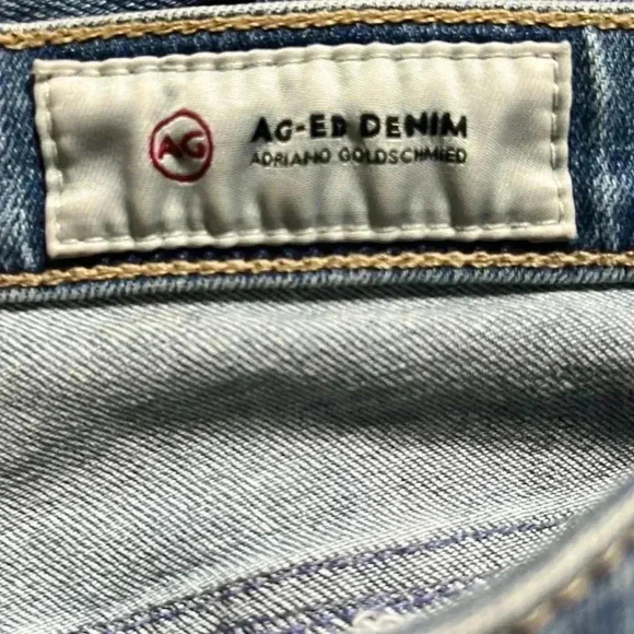 AG Adriano Goldschmied Jeans 27 Blue Denim Raw Hem Skinny Legs - Picture 6 of 7